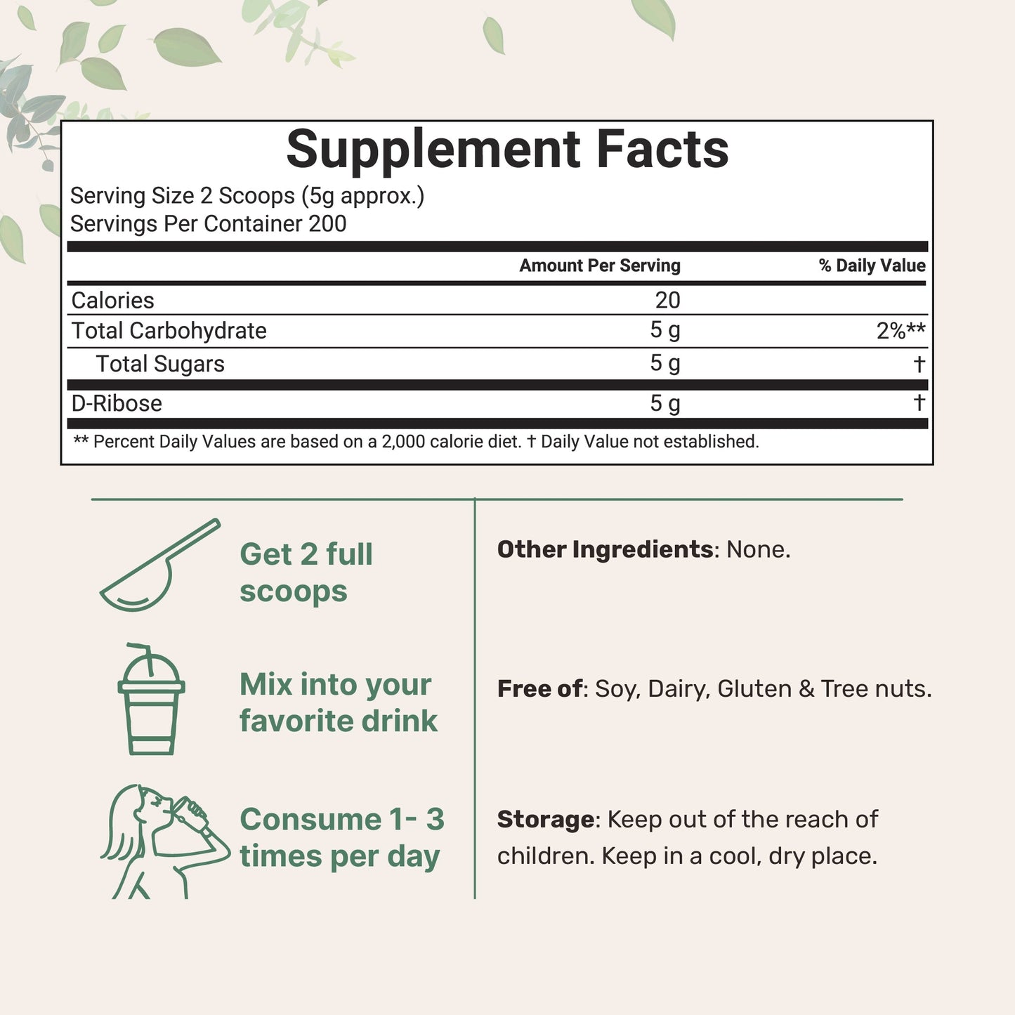 Micro Ingredients D-Ribose Powder, 1kg