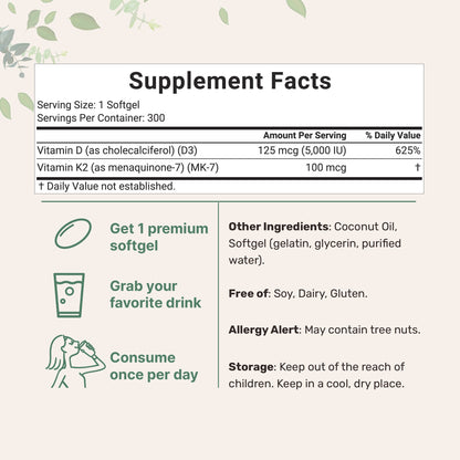 Boise Brooke's Choice Bundle: Vitamin D3K2 5000IU & Omega Fish Oil 120 Softgels