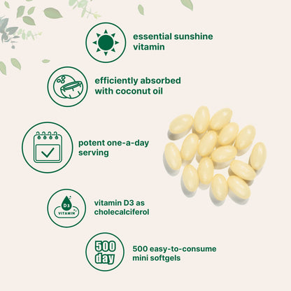 Micro Ingredients Vitamin D3 2,000 IU, 500 Softgels with Virgin Coconut Oil