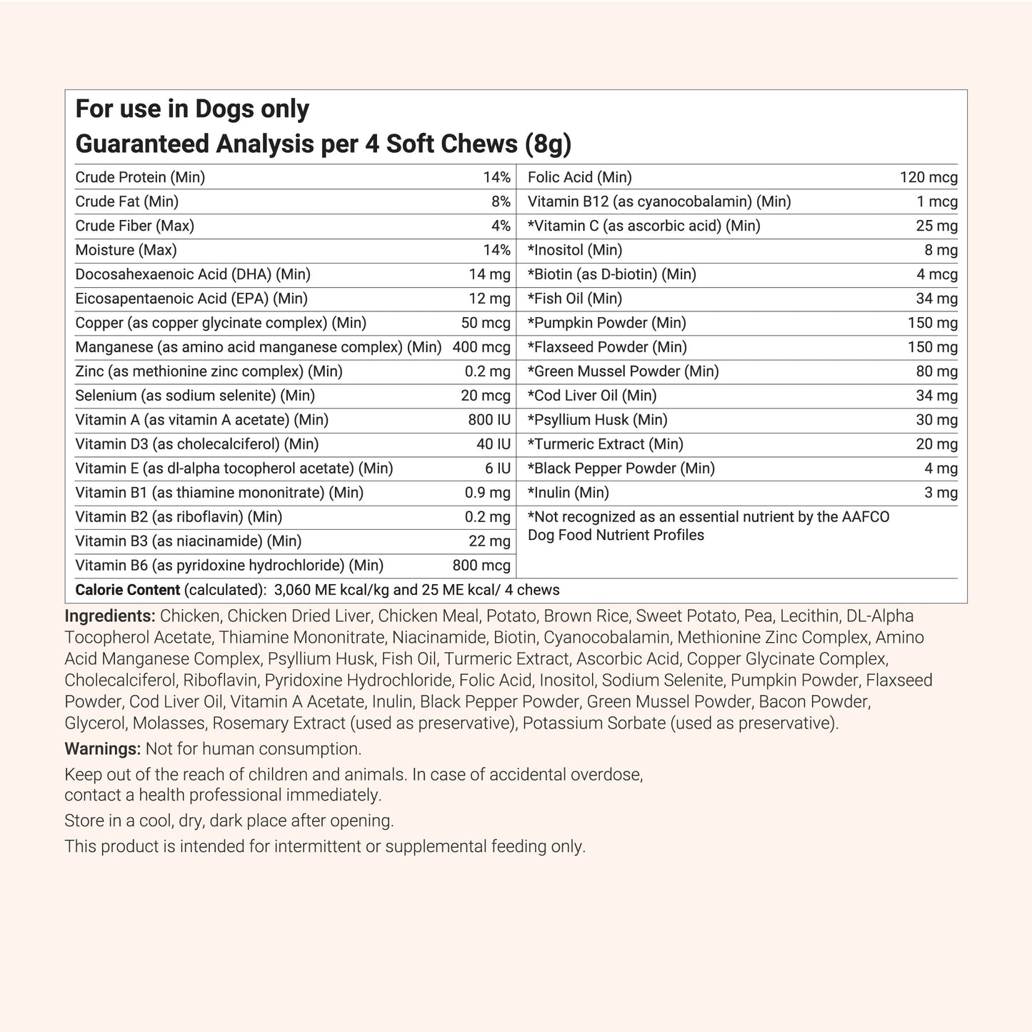Micro Ingredients Dog Multivitamin 25-in-1 Chicken Flavor, 240 Soft Chews