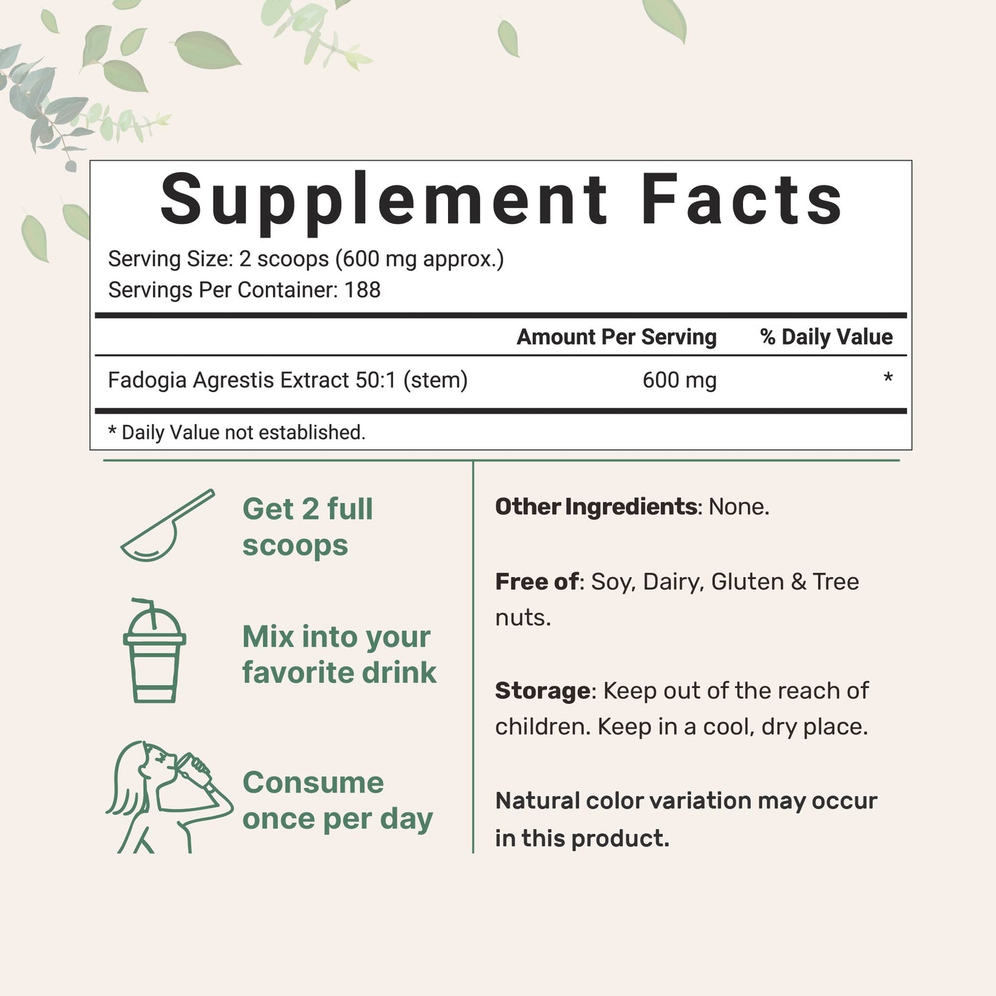 Micro Ingredients Fadogia Agrestis 50:1 Stem Extract Powder, 4oz