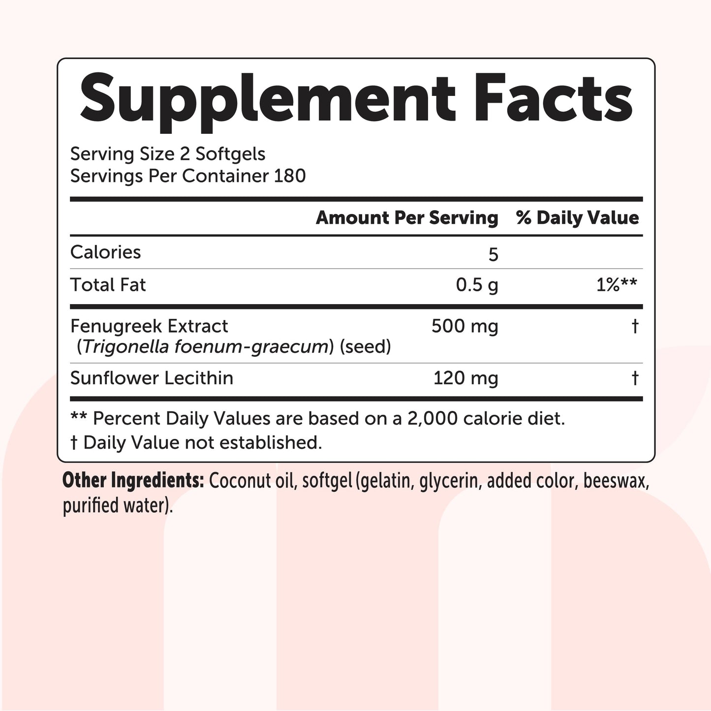 Micro Ingredients Fenugreek with Sunflower Lecithin, 360 Coconut Oil Softgels