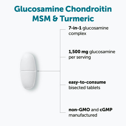 Micro Ingredients Glucosamine Chondroitin MSM and Turmeric (7-in-1 Formula), 300 Bisected Tablets