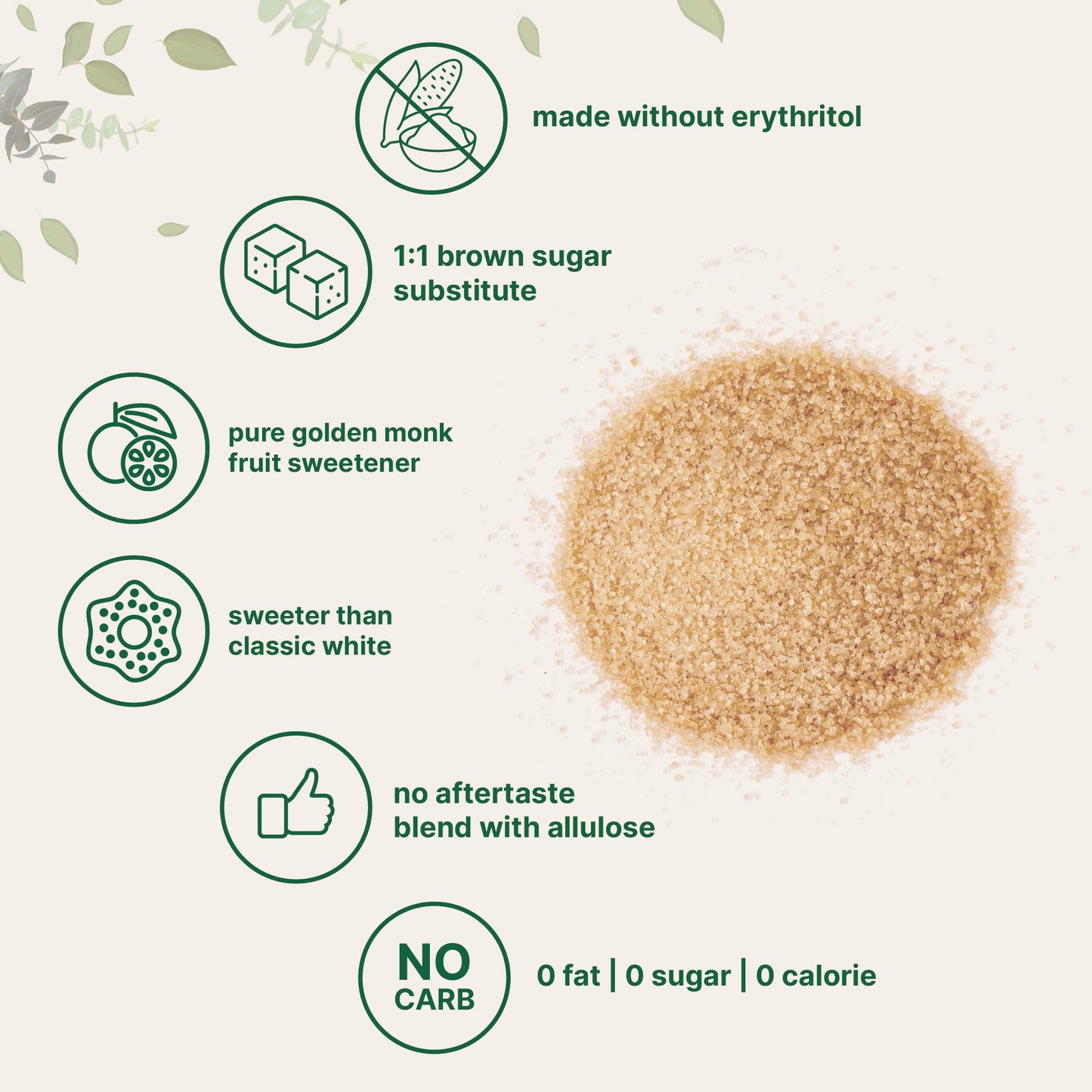 Micro Ingredients Golden Monk Fruit with Allulose Sweetener, 2 Lb – 1:1 Brown Sugar Substitute - Without Erythritol,  Zero Calorie, Great for Drinks, Coffee, Tea, Cookies | Keto, Vegan, Non-GMO