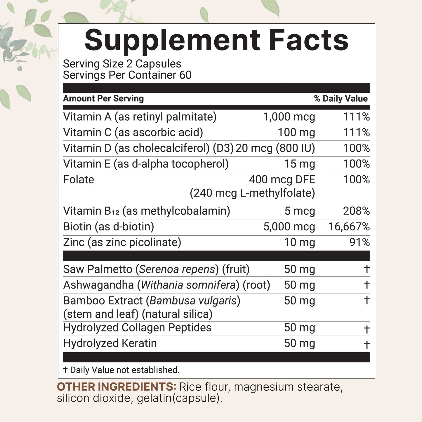 Micro Ingredients Hair Vitamins Complex, 120 Capsules