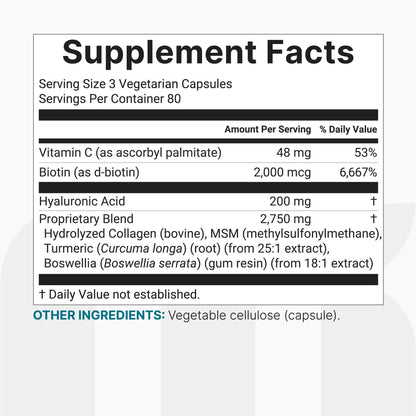 Micro Ingredients Hyaluronic Acid Complex 3000mg, 240 Vegetarian Capsules