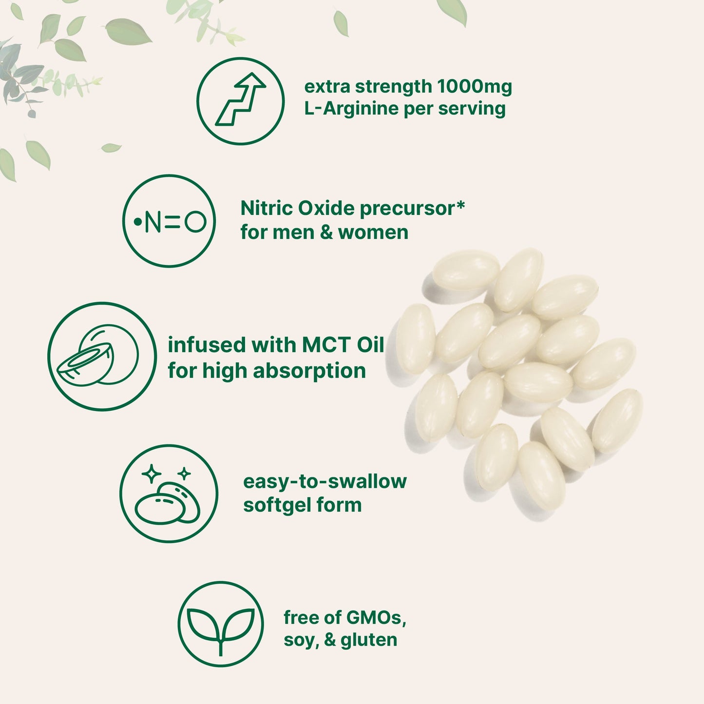 Micro Ingredients L-Arginine 1000mg with MCT Oil, 300 Softgels