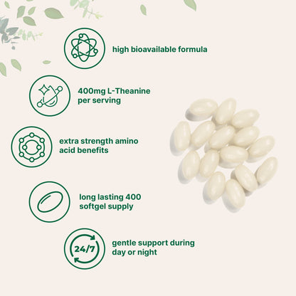 Micro Ingredients L-Theanine 400mg, 400 Softgels, Highly Bioavailable with Coconut Oil