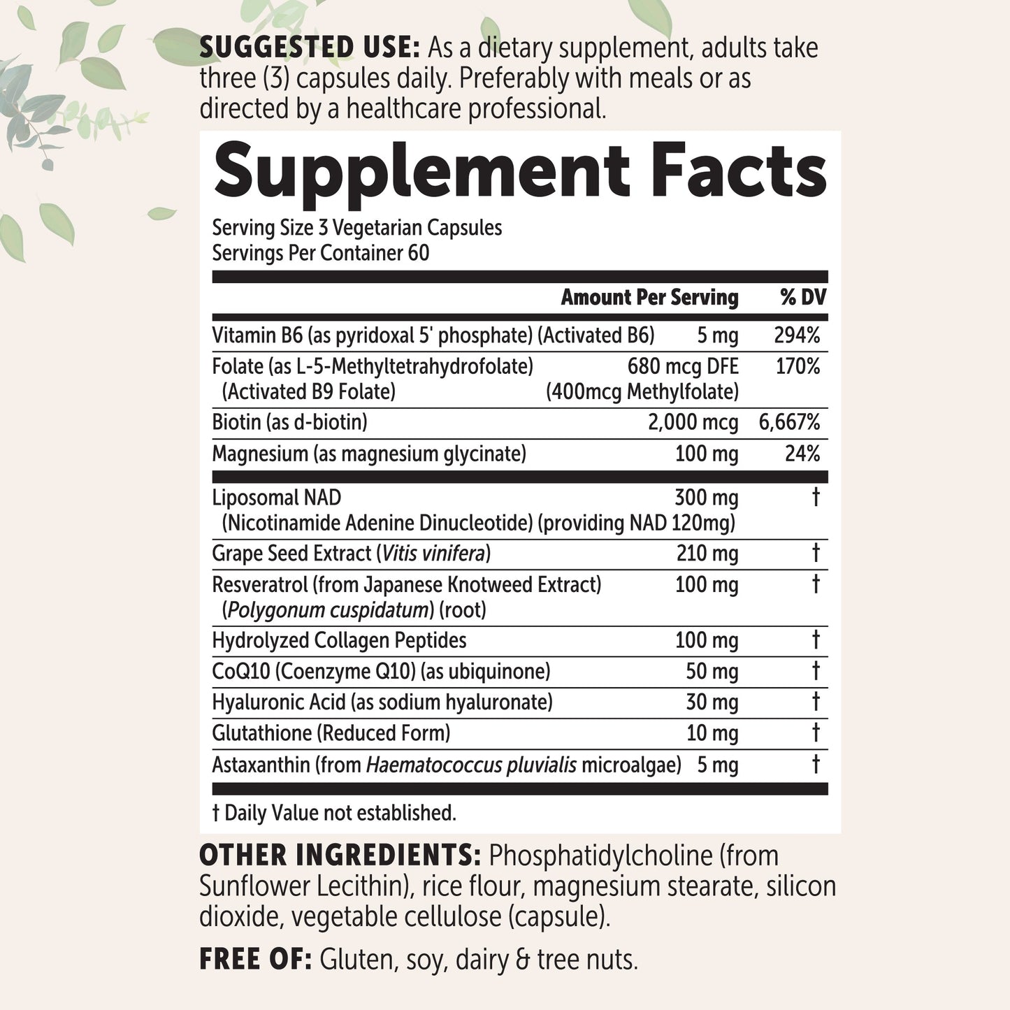 Micro Ingredients Liposomal NAD+ for Women Complex, 180 Veggie Capsules