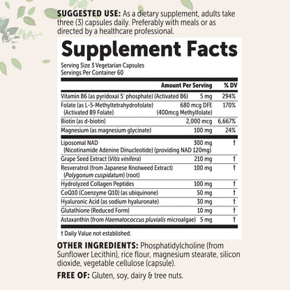 Micro Ingredients Liposomal NAD+ for Women Complex, 180 Veggie Capsules
