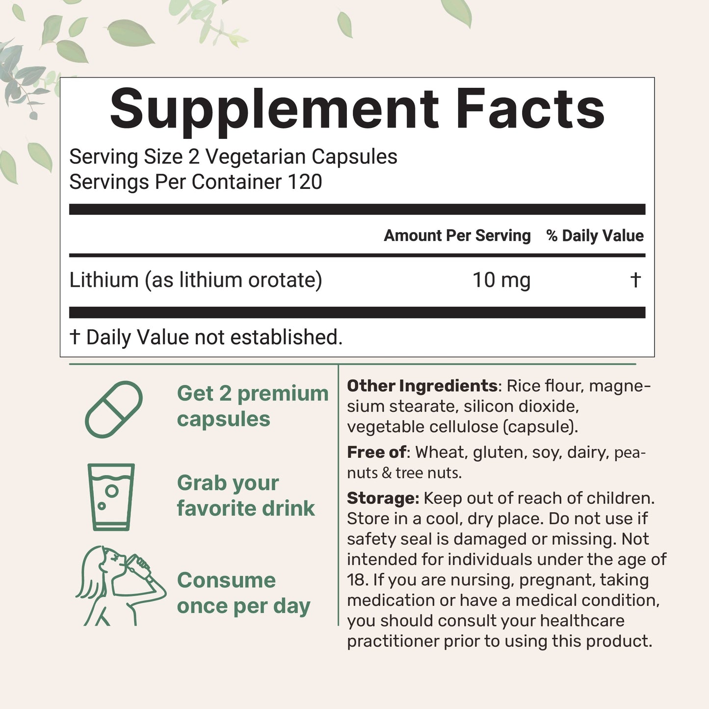 Micro Ingredients Lithium Orotate 10mg, 240 Veggie Capsules