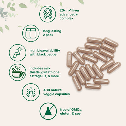 Liver Advanced+, 480 Veggie Capsules, 20-in-1 Advanced Complex