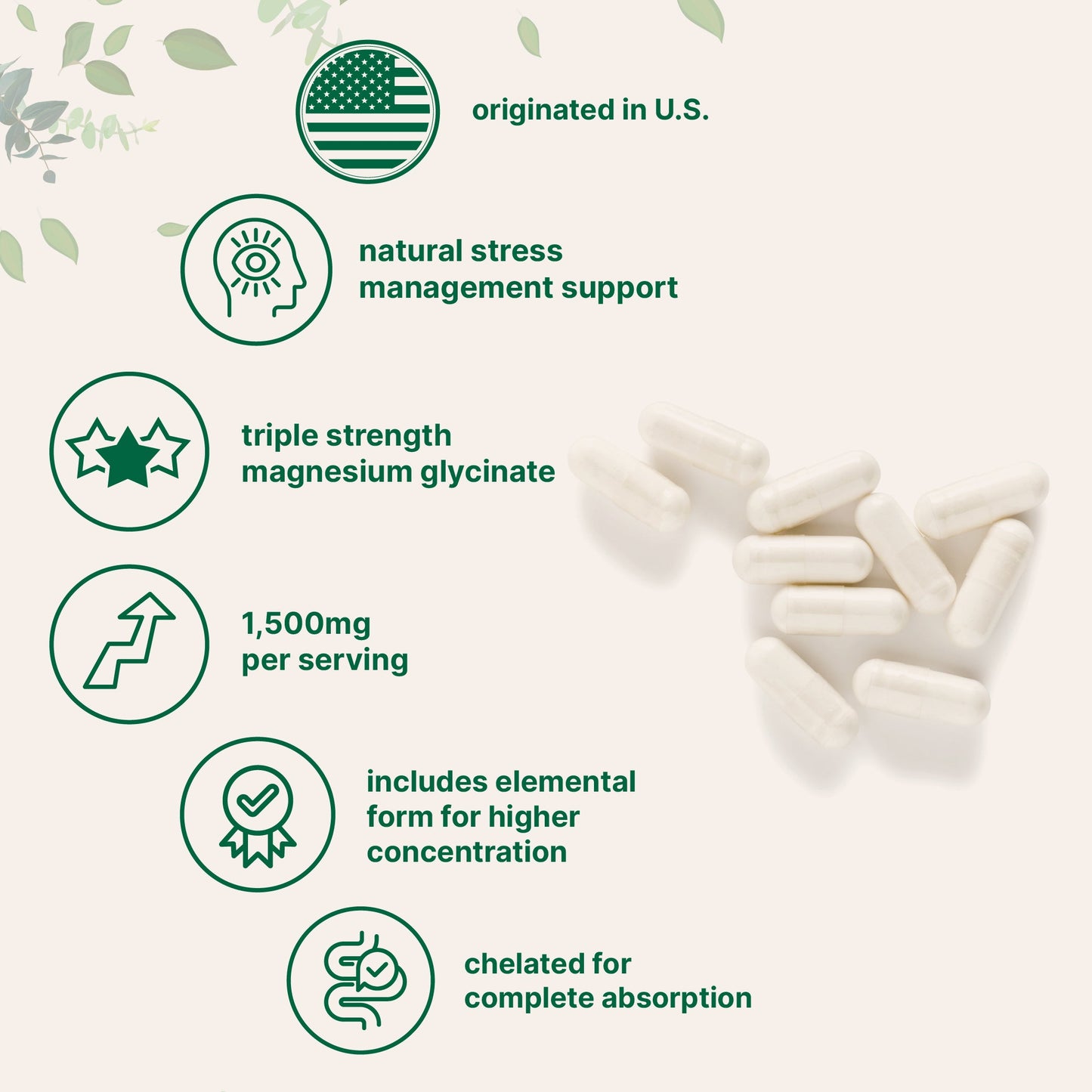 Micro Ingredients Triple Strength Magnesium Glycinate 1,500mg Per Serving, 240 Capsules