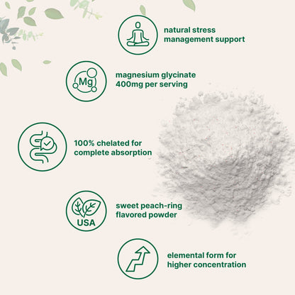 Micro Ingredients Magnesium Glycinate 400mg Per Serving, 12oz Powder – Sweet Peach Ring Flavor