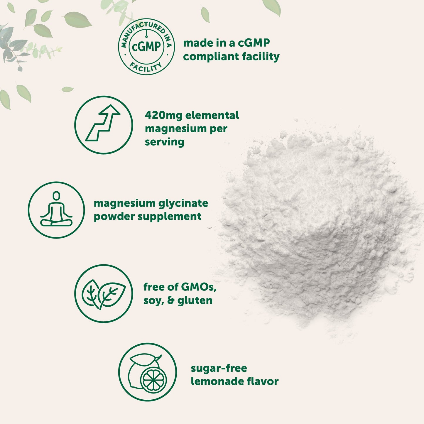 Micro Ingredients Magnesium Glycinate Powder Lemon Flavor 12oz