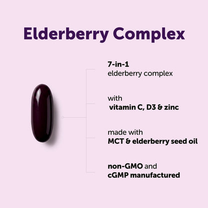 Micro Ingredients Elderberry Complex with MCT & Elderberry Seed Oil, 360 Softgels