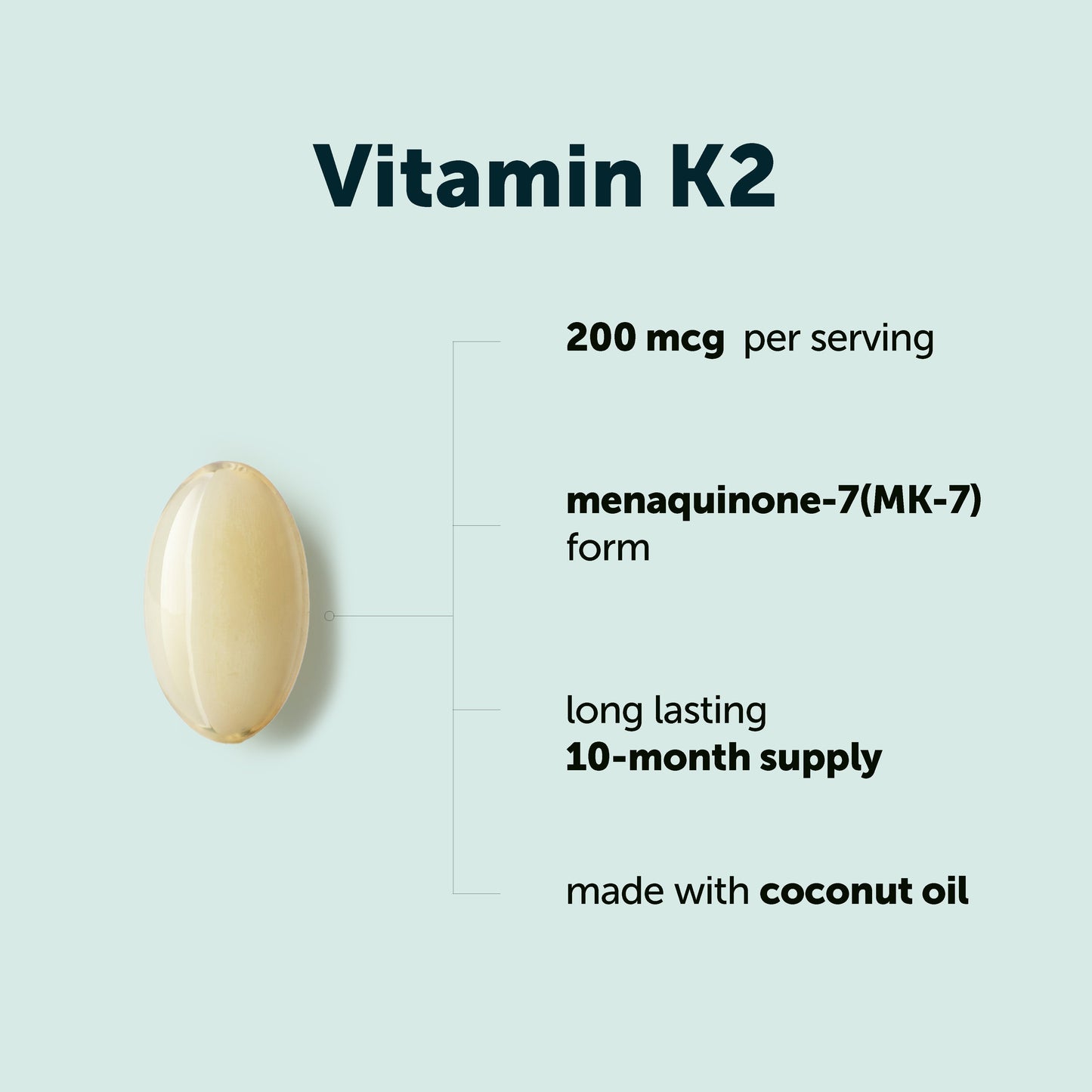 Micro Ingredients Vitamin K2 MK-7 Supplement, 200 mcg Per Serving, 300 Coconut Oil Softgles