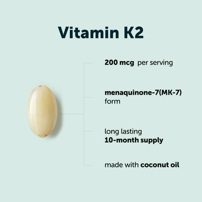 Micro Ingredients Vitamin K2 MK-7 Supplement, 200 mcg Per Serving, 300 Coconut Oil Softgles