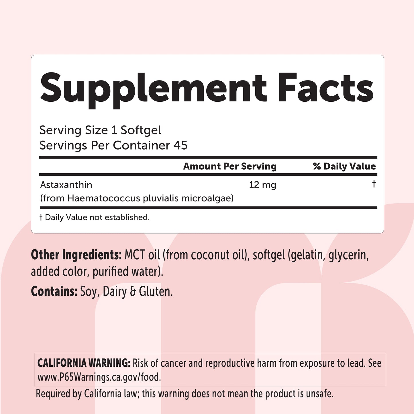 Micro Ingredients Astaxanthin 12mg softgels, tanning pills, Strength Carotenoids Skin Supplement w. 100%