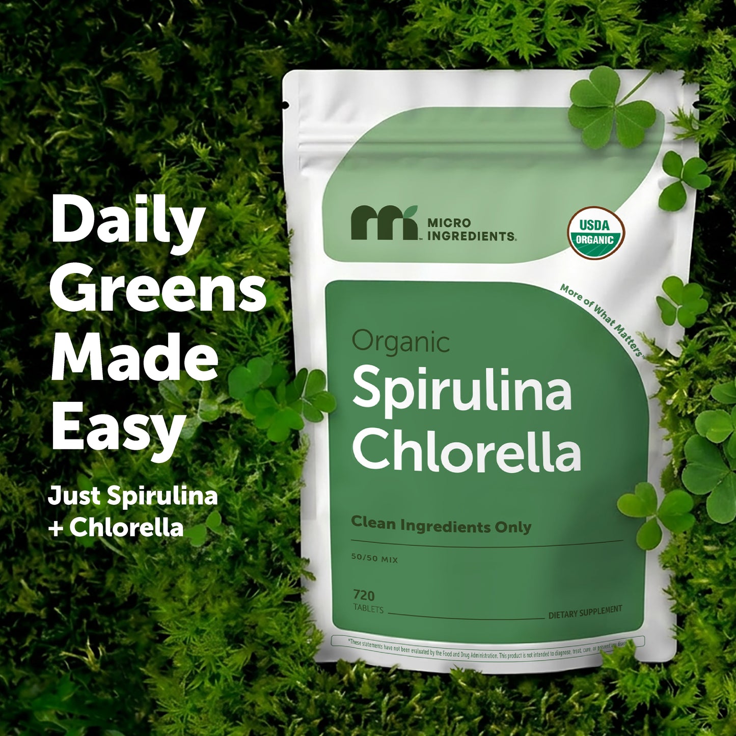 Micro Ingredients Organic Spirulina and Chlorella Tablets