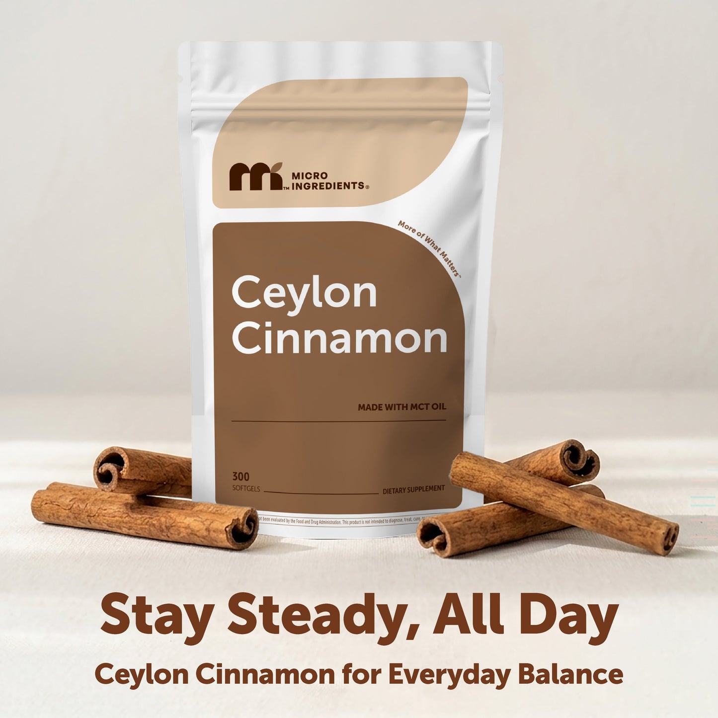 Micro Ingredients Ceylon Cinnamon, 300 Softgels with MCT Oil