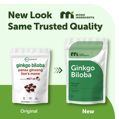 Micro Ingredients Ginkgo Biloba, 400 Softgels, 3-in-1 with Ginseng & Lions Mane