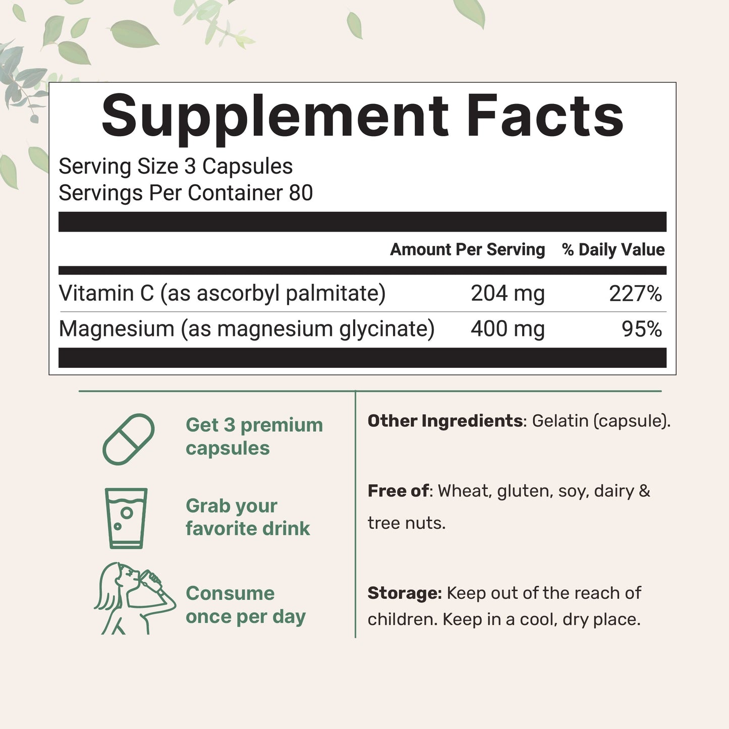 Micro Ingredients Pure Magnesium Glycinate 400mg Per Serving, 240 Capsules