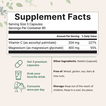 Micro Ingredients Pure Magnesium Glycinate 400mg Per Serving, 240 Capsules