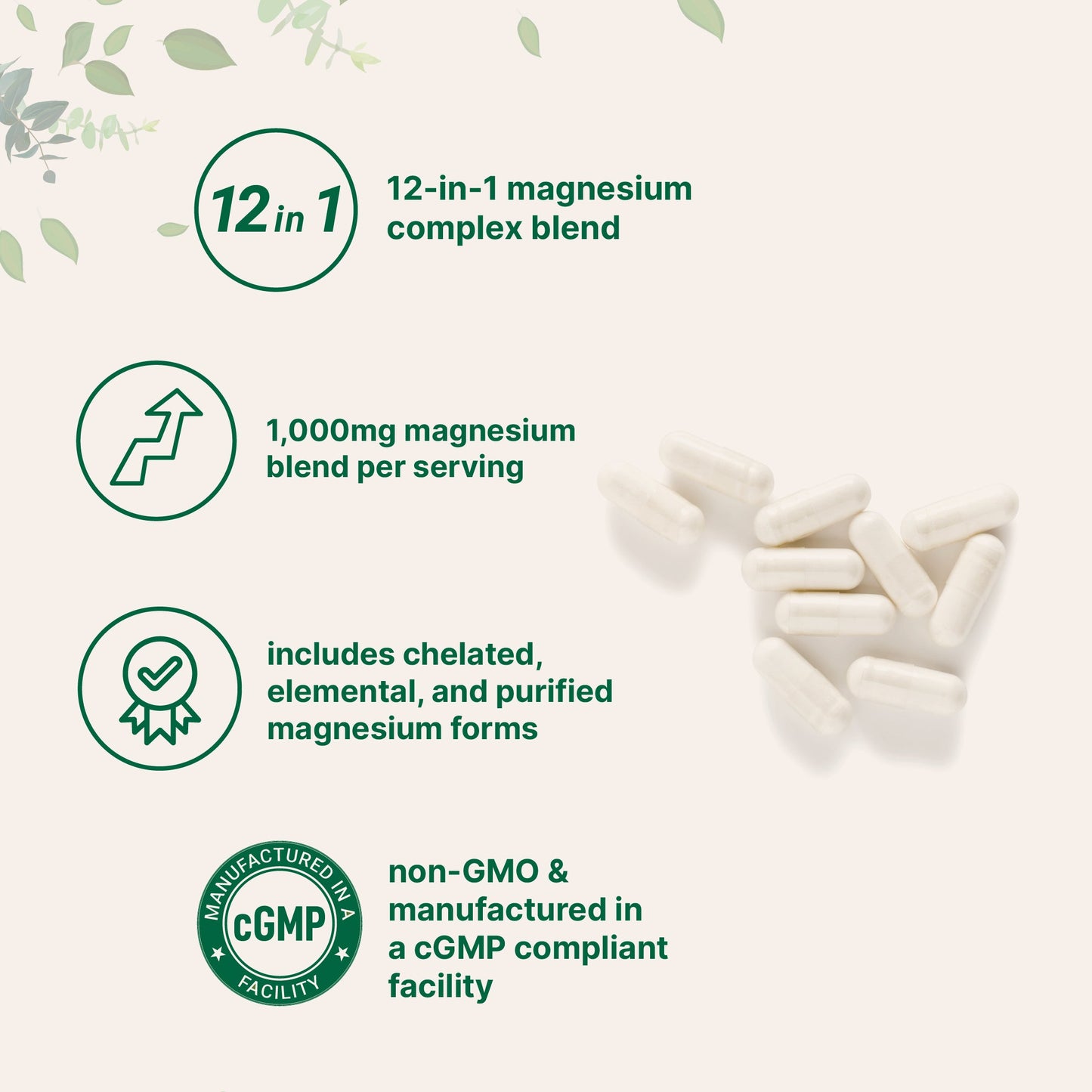 Micro Ingredients Magnesium 12-in-1 Complex 1000mg, 240 Vegetarian Capsules