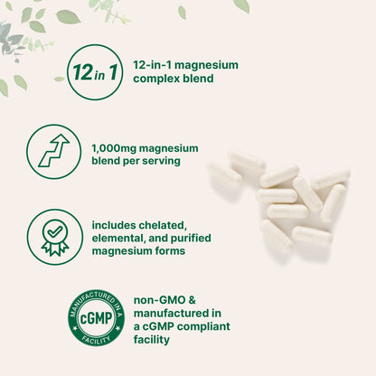 Micro Ingredients Magnesium 12-in-1 Complex 1000mg, 240 Vegetarian Capsules