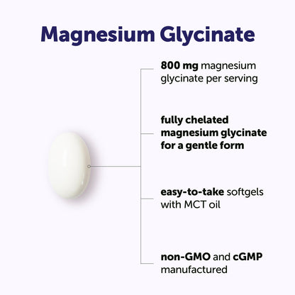 Micro Ingredients Magnesium Glycinate 800mg with MCT Oil, 240 Softgels