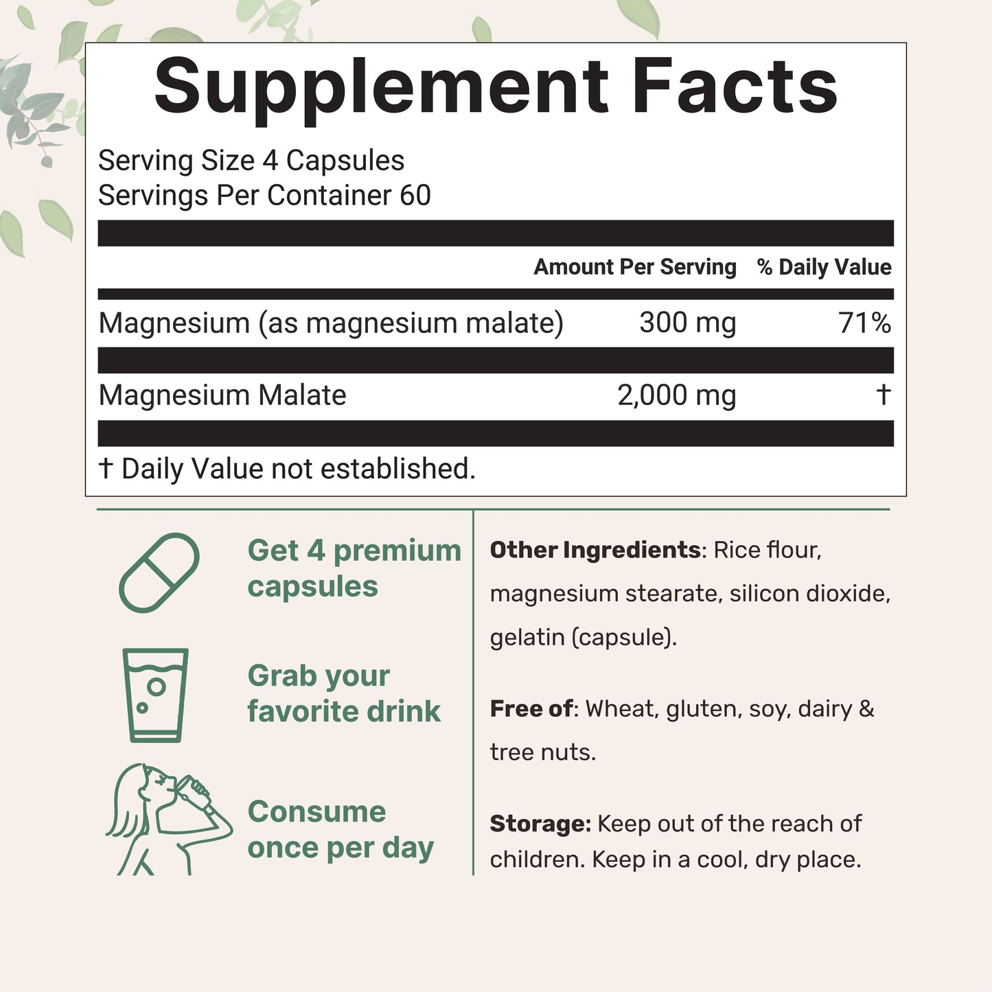 Micro Ingredients Magnesium Malate 2,000mg, 240 Capsules