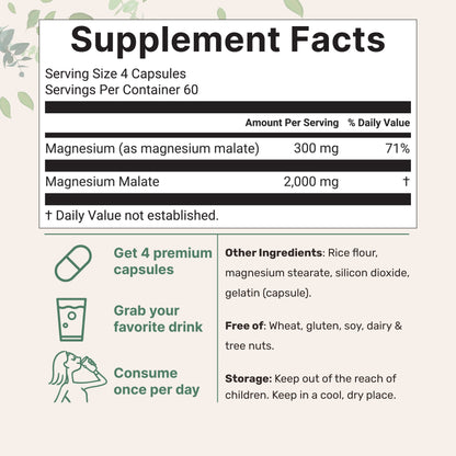 Micro Ingredients Magnesium Malate 2,000mg, 240 Capsules
