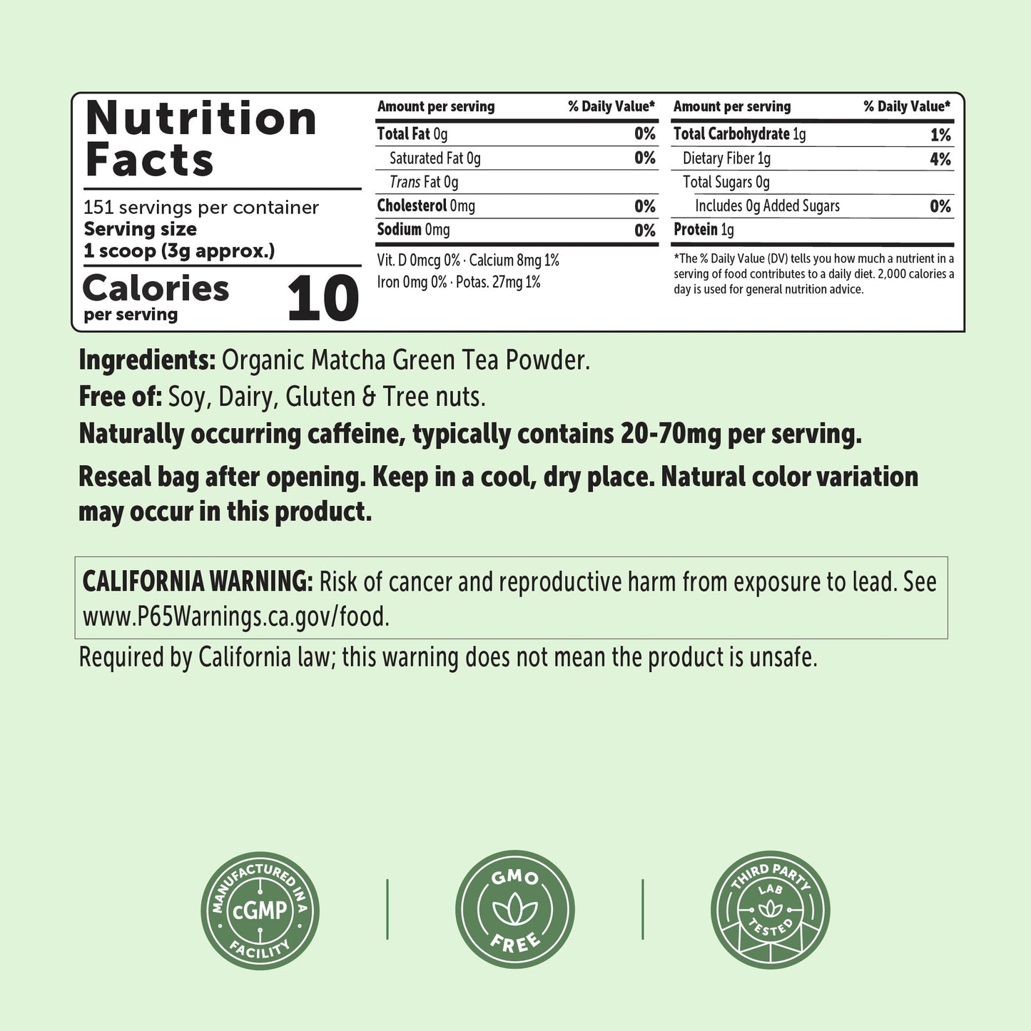 Micro Ingredients Organic Matcha Green Tea Powder 1 Pound