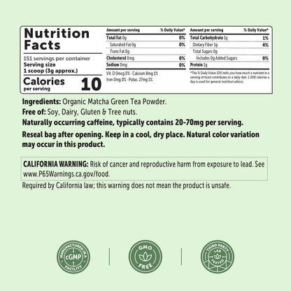 Micro Ingredients Organic Matcha Green Tea Powder 1 Pound