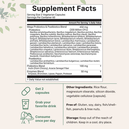 Micro Ingredients Mega Probiotics 200 Billion CFU, 120 Veggie Capsules