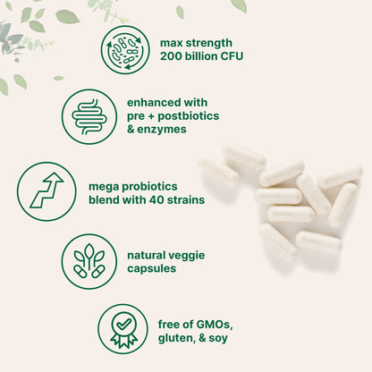 Micro Ingredients Mega Probiotics 200 Billion CFU, 120 Veggie Capsules