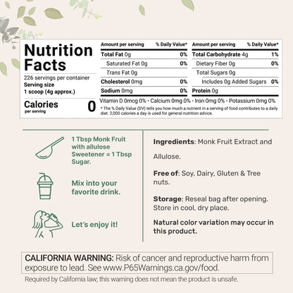 Micro Ingredients Monk Fruit Sweetener with Allulose, 2lb
