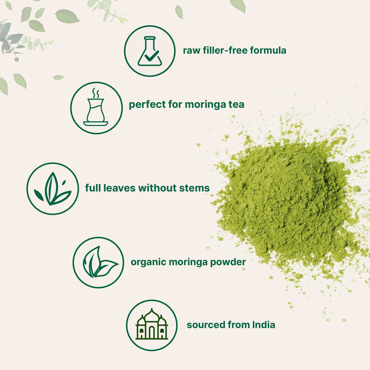 Micro Ingredients Organic Moringa Oleifera Leaf Powder, 1 Pound, Rich in Antioxidants & Immune Vitamins