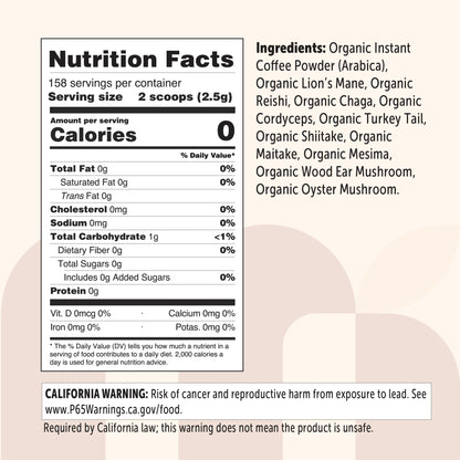 Micro Ingredients Organic Instant 10 in 1 Mushroom Coffee Powder