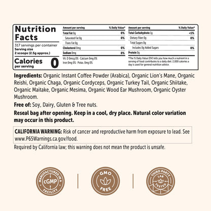 Micro Ingredients Organic Instant 10 in 1 Mushroom Coffee Powder