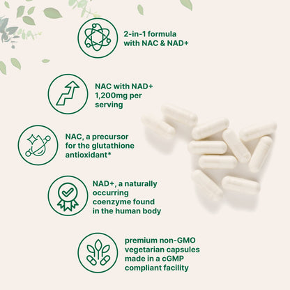 Micro Ingredients NAC with NAD+ 1200mg, 240 Vegetarian Capsules