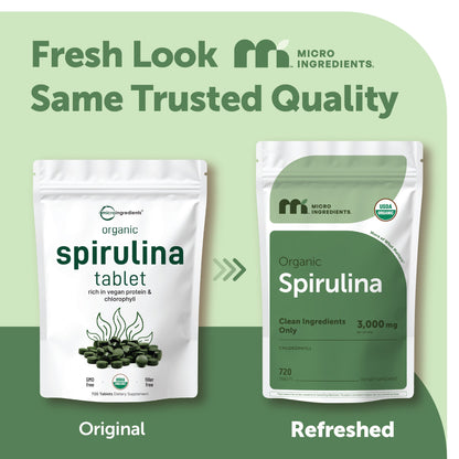 Micro Ingredients Organic Spirulina Tablets 720 Counts