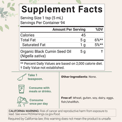 Micro Ingredients Organic Black Seed Oil, 16 fl oz | Cold Pressed Black Cumin Seeds from Nigella Sativa