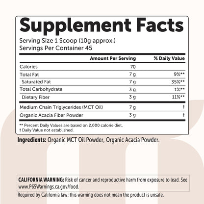 Micro Ingredients Organic MCT Oil Powder 1 Pound