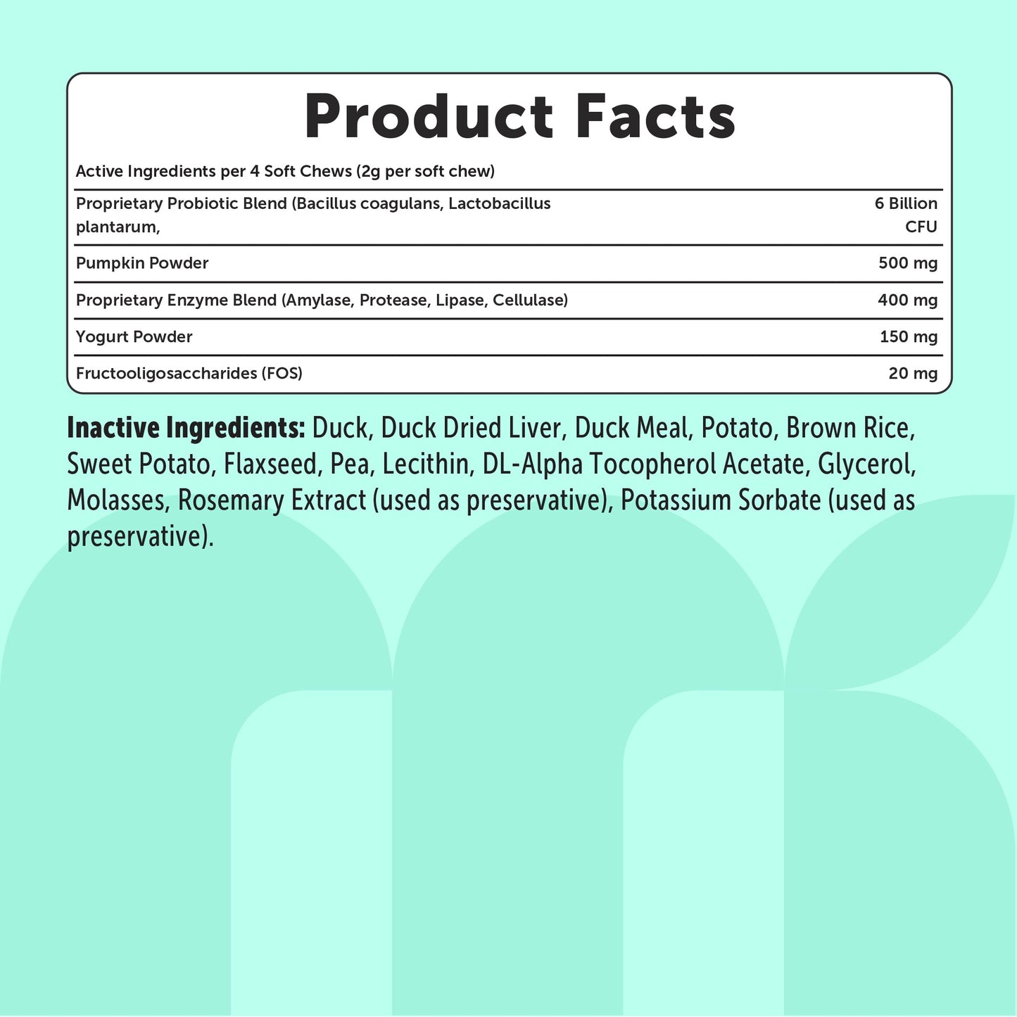 Micro Ingredients Probiotics for Dogs 6 Billion CFU, Duck Flavor, 240 Soft Chews