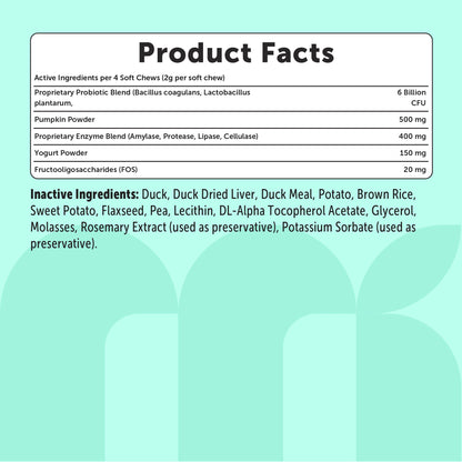 Micro Ingredients Probiotics for Dogs 6 Billion CFU, Duck Flavor, 240 Soft Chews