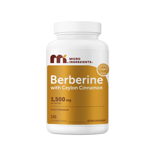 Micro Ingredients Berberine with Ceylon Cinnamon 1500mg + Chromium, 240 Vegetarian Capsules