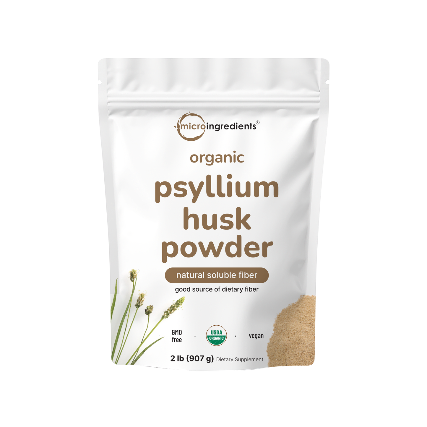 Organic Psyllium Husk Powder, 2 Pounds (32oz) - Unflavored