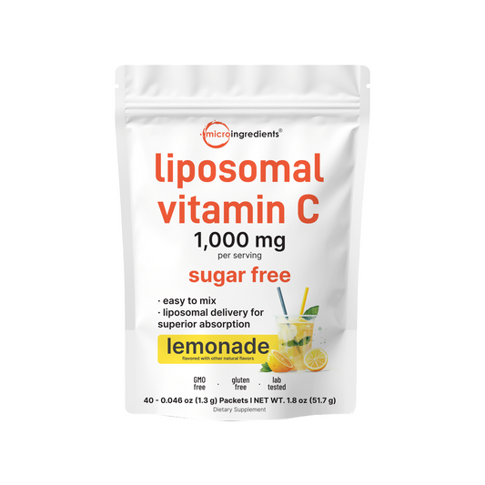 Micro Ingredients Liposomal Vitamin C 1,000mg, 40 Packets with Sugar Free Lemonade Flavor